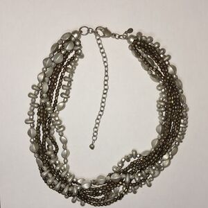 9 Strand Multi-Strand Two-Tone Statement Torsade Necklace